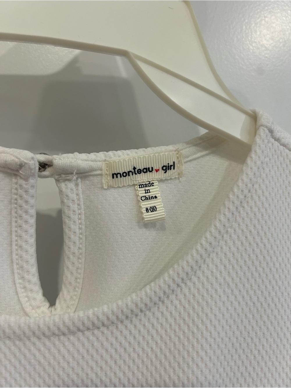 Monteau White Textured Girls Casual Dress